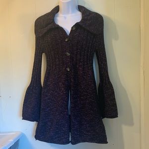 Style & Co.Dark Purple Flare Sleeve Women’s Knit Button up Cardigan M/P